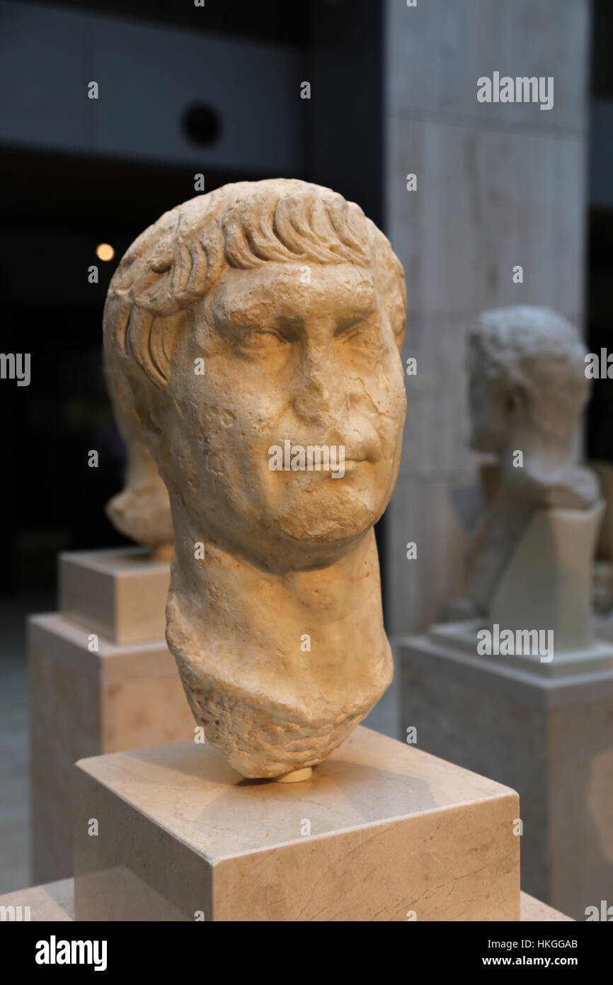 Trajan. Römischer Kaiser von 98 bis 117 n. Chr.. Marmor. Frühen 2. Jahrhundert. Büste. Spanien. Stockfoto