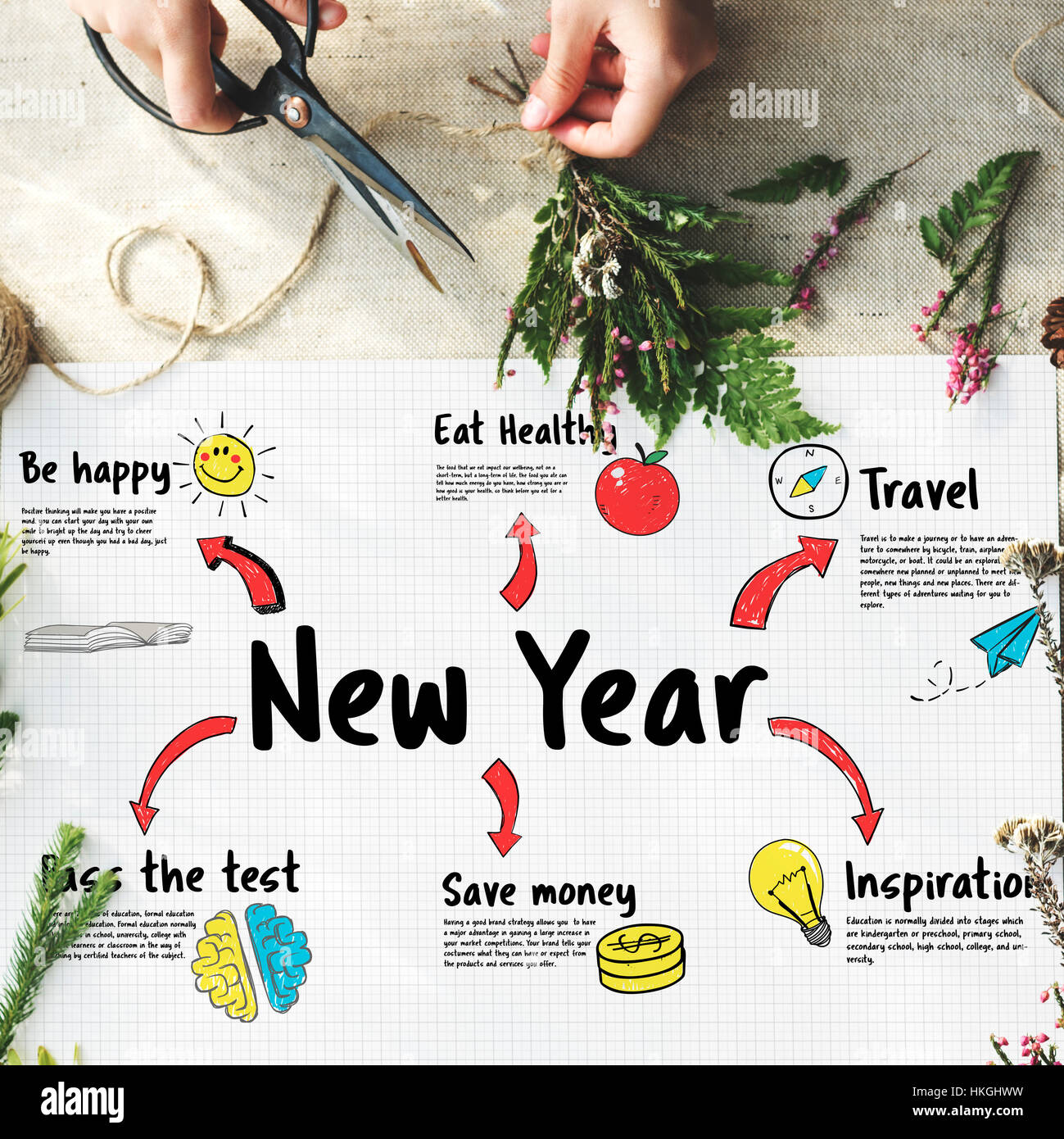 Neues Jahr-Plan Ziele Konzept Stockfoto