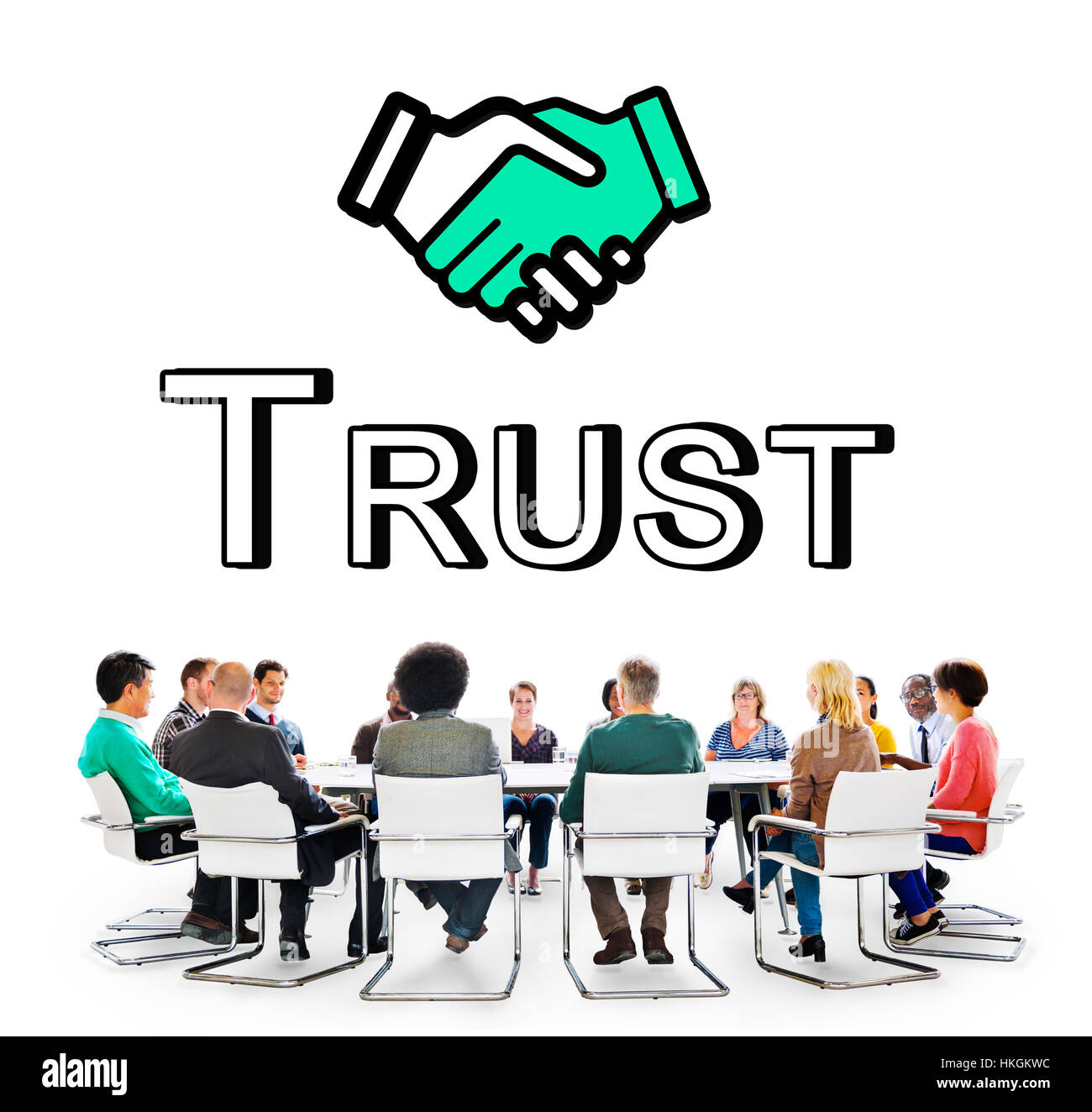 Vertrauen Sie Handshake Partnerschaftskonzept Zusammenarbeit Grafik Stockfoto