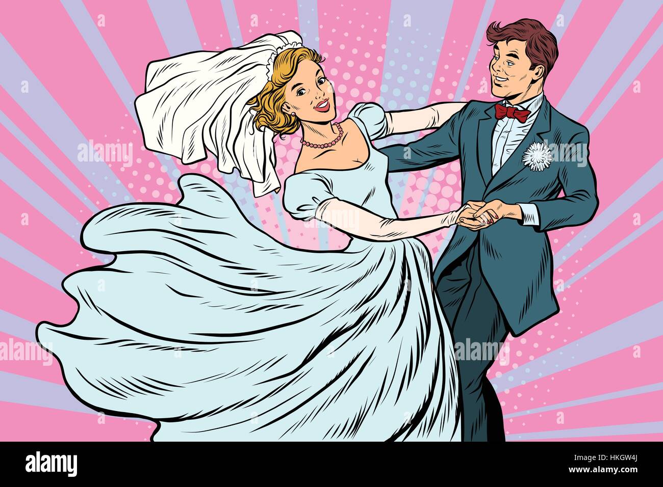 Hochzeit tanzen Braut und Bräutigam Stock Vektor