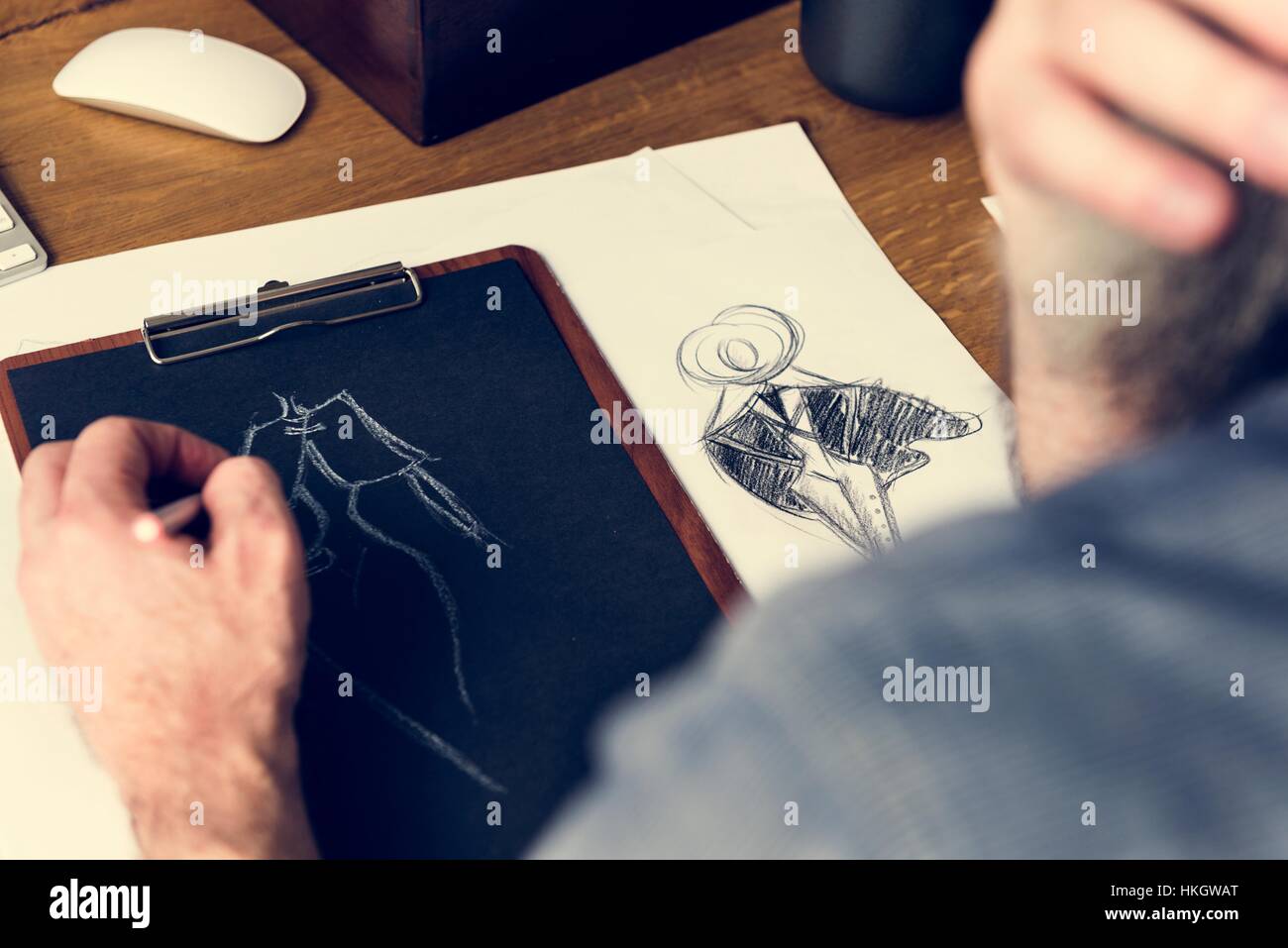 Mode Designer Skizze Zeichnung Kost m Konzept Stockfotografie Alamy
