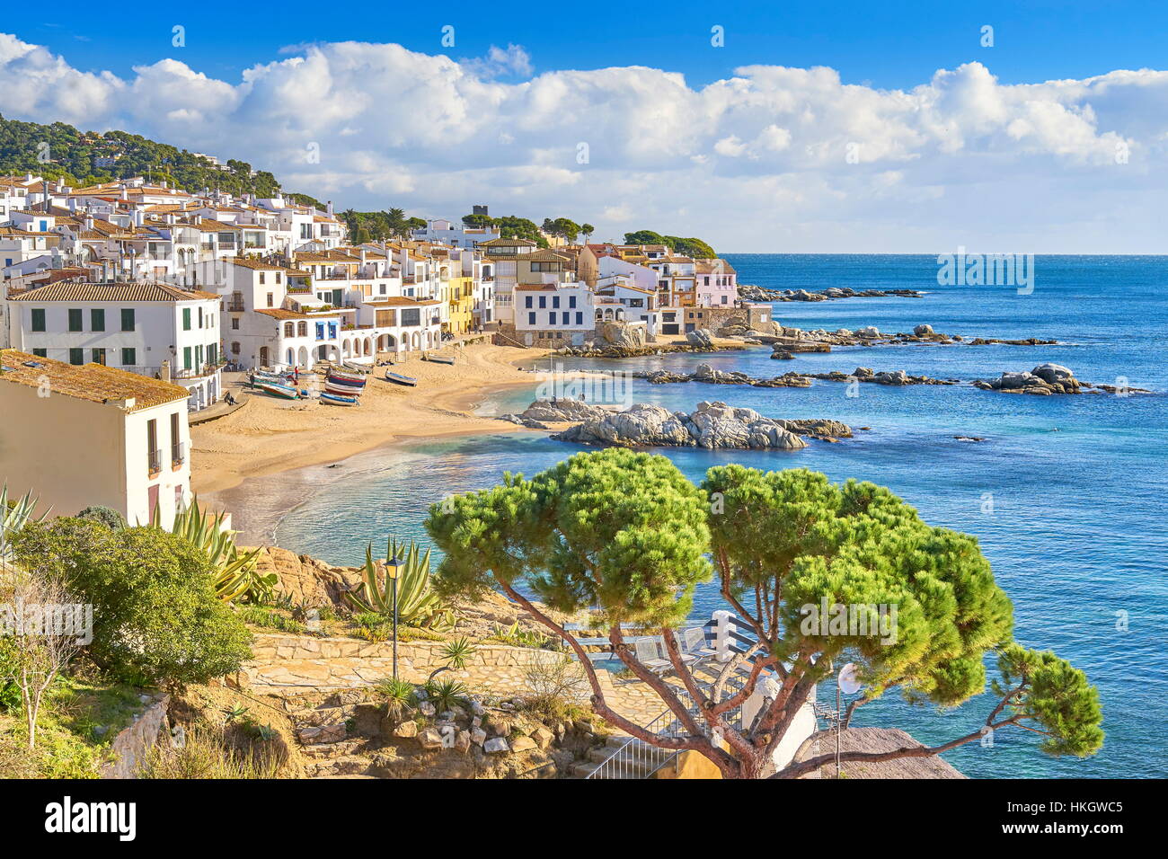 Strand von Calella de Palafrugell, Costa Brava, Katalonien, Spanien Stockfoto