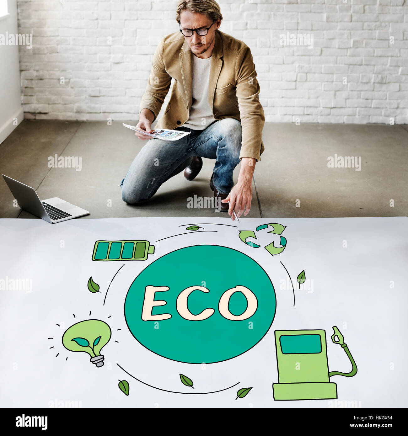 Öko-Energie sparen, Umweltschutz-Ökologie-Konzept Stockfoto