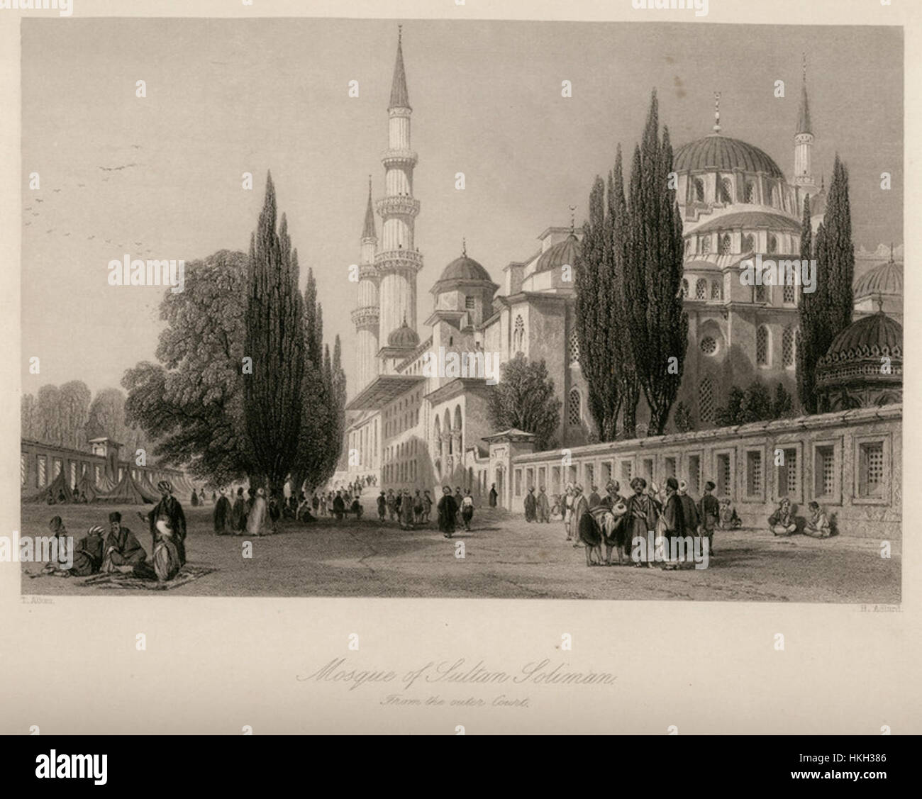 Moschee von Sultan Soliman aus das äußere Gericht Walsh Robert & Allom Thomas 1836 Stockfoto