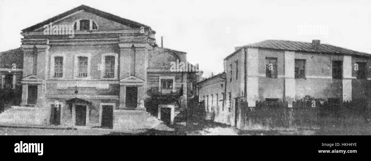 Die Chorsynagoge in Schhytomyr, Ukraine, ist ein historischer jüdischer Gottesdienst. Erbaut im 19. Jahrhundert, ist es ein Zeugnis des jüdischen Erbes und der architektonischen Geschichte der Region. Stockfoto