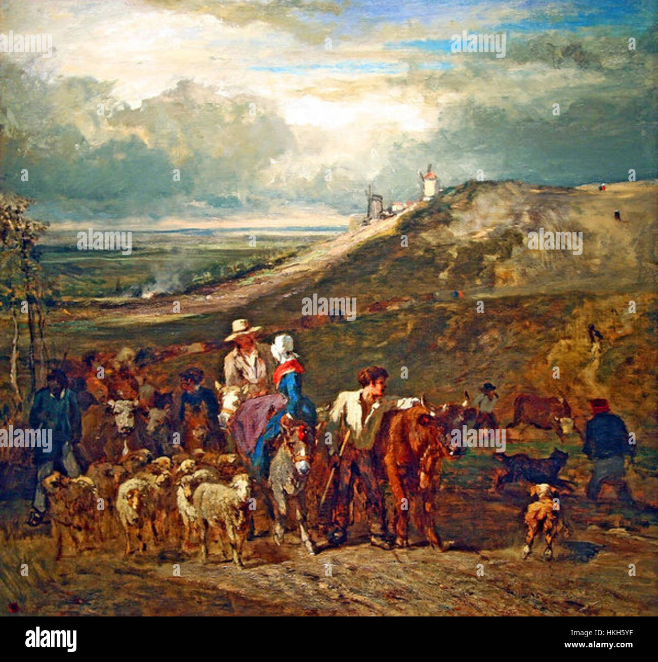 La Pente de Montmartre ist ein klassisches Gemälde, das die steilen Straßen des Montmartre-Viertels in Paris zeigt. Das Kunstwerk fängt den einzigartigen Charme und das pulsierende Leben dieses berühmten Viertels ein, das für seine künstlerische Geschichte und seine Bohemienatmosphäre bekannt ist. Das Gemälde hebt das hügelige Gelände, die ikonische Architektur und das geschäftige urbane Leben hervor, das Montmartre im späten 19. Jahrhundert prägte. Stockfoto