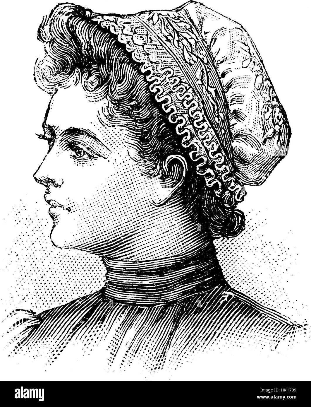 Diese Vintage-Werbung für Au Bon Marché Korsetts zeigt Modetrends des frühen 20. Jahrhunderts. Es unterstreicht die Bedeutung von Korsett in der Damenmode während dieser Zeit. Stockfoto