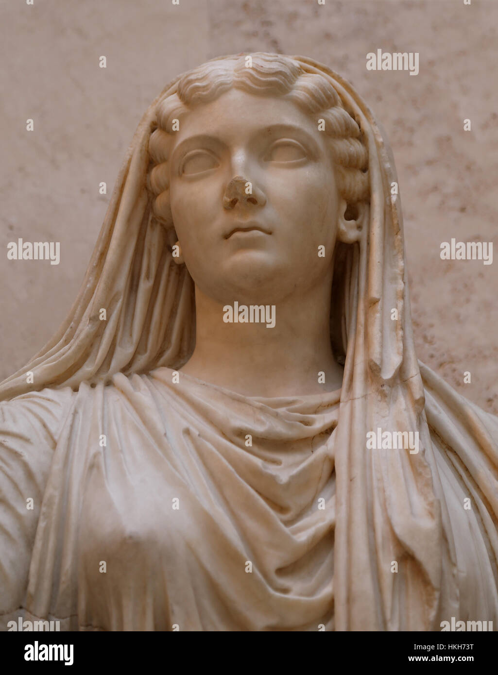 Kaiserin Livia (58 v. Chr. - 29 n. Chr.). Die Statue. Marmor. 14-19. Paestum, Italien. Nationales Archäologisches Museum, Madrid. Spanien. Stockfoto