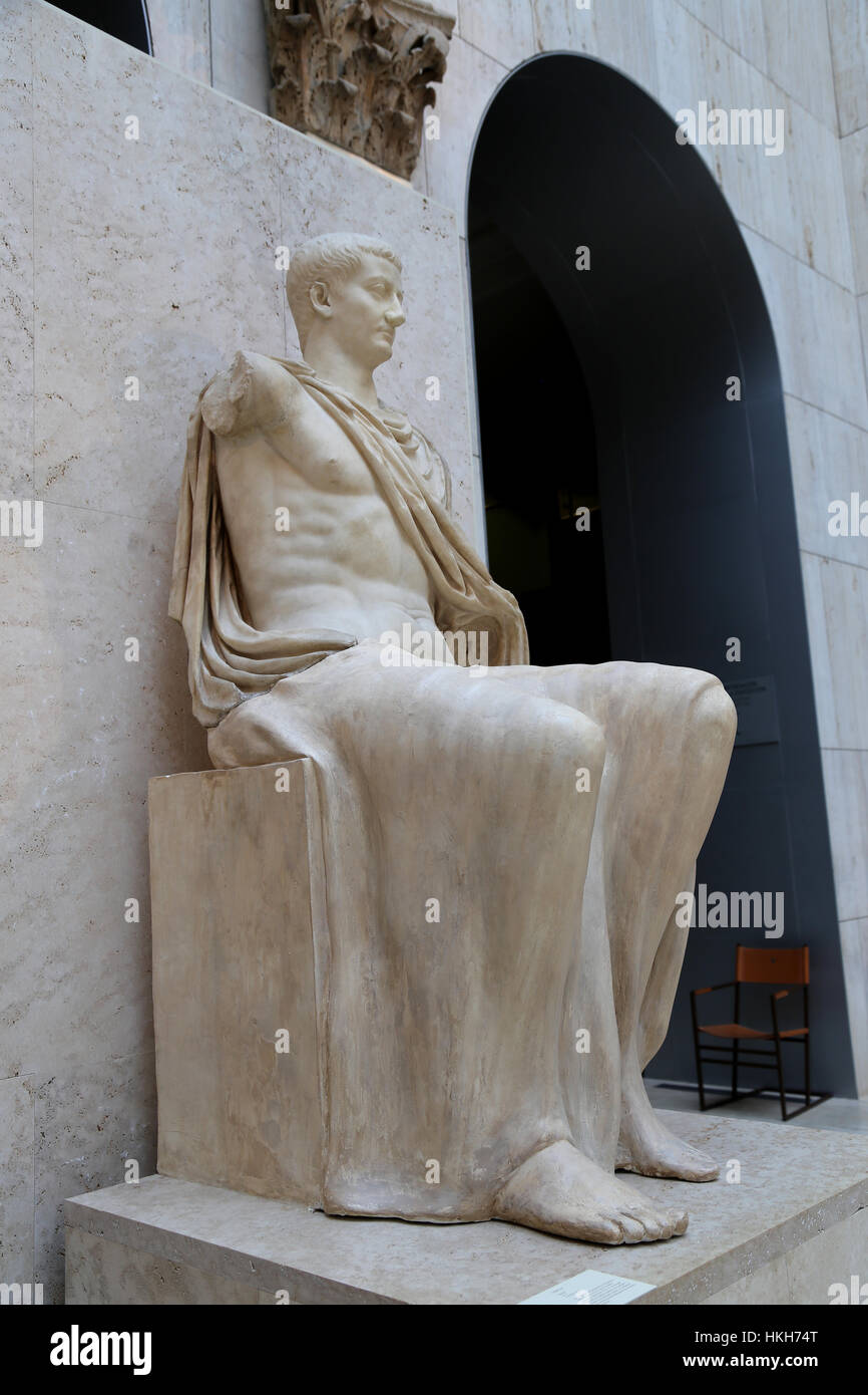 Tiberius (42 v. Chr. - 16 n. Chr.). Römischer Kaiser. Julio-Claudia-Dynastie. Die Statue. Spanien. Stockfoto