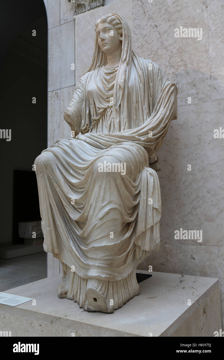 Kaiserin Livia (58 v. Chr. - 29 n. Chr.). Die Statue. Marmor. 14-19. Paestum, Italien Stockfoto