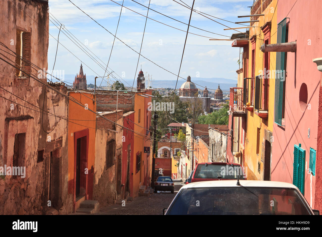 Straße von San Miguel de Allende, Mexiko Stockfoto