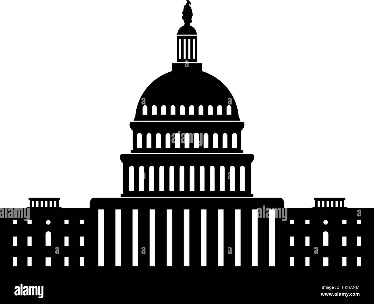 schwarze und weiße Vektor Icon des Regierungsgebäudes Washington dc amerikanischen Kongress Stock Vektor