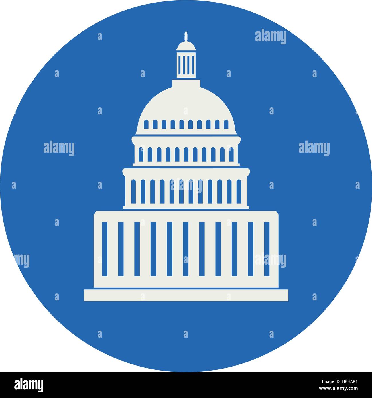 Vektor Icon des United States Capitol Hill runden blauen Hintergrund amerikanischen Kongresses, Washington dc, weißes Symbol Design ausgehend Stock Vektor