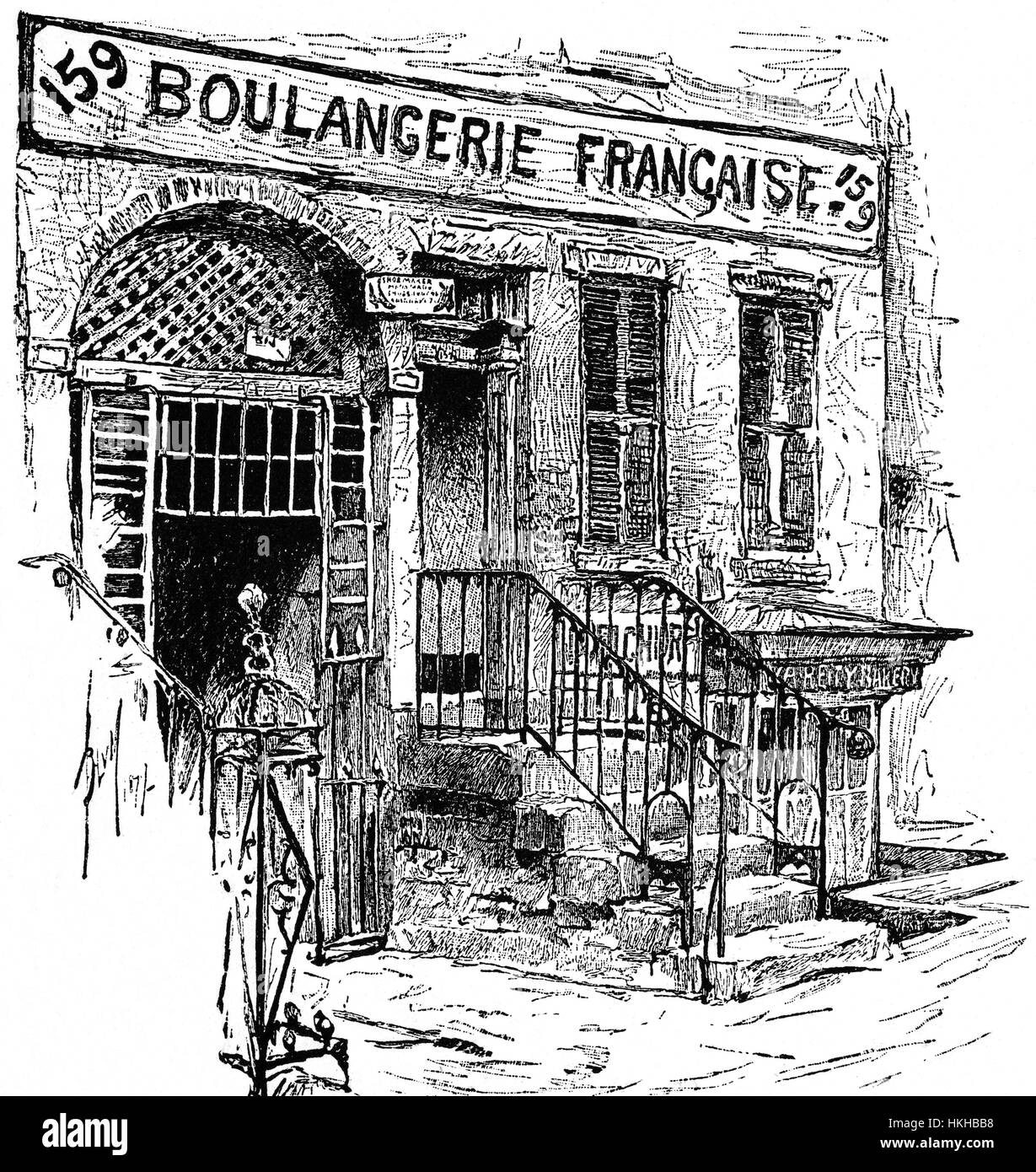 1879: französische Bäckerei oder Boulangerie in New York, Vereinigte Staaten von Amerika Stockfoto