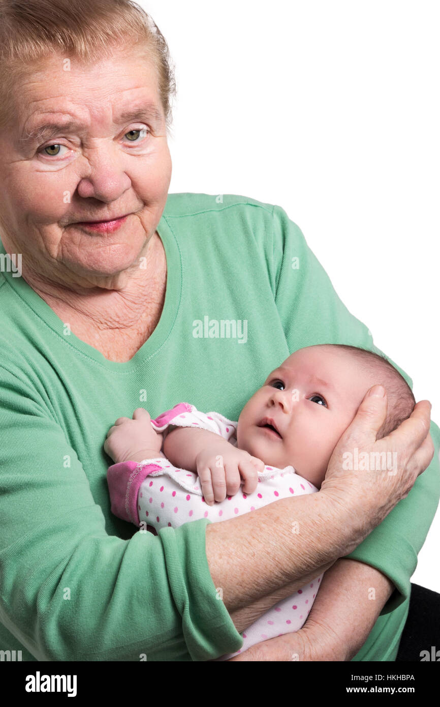 Großmutter Holding neugeborenes baby Stockfoto