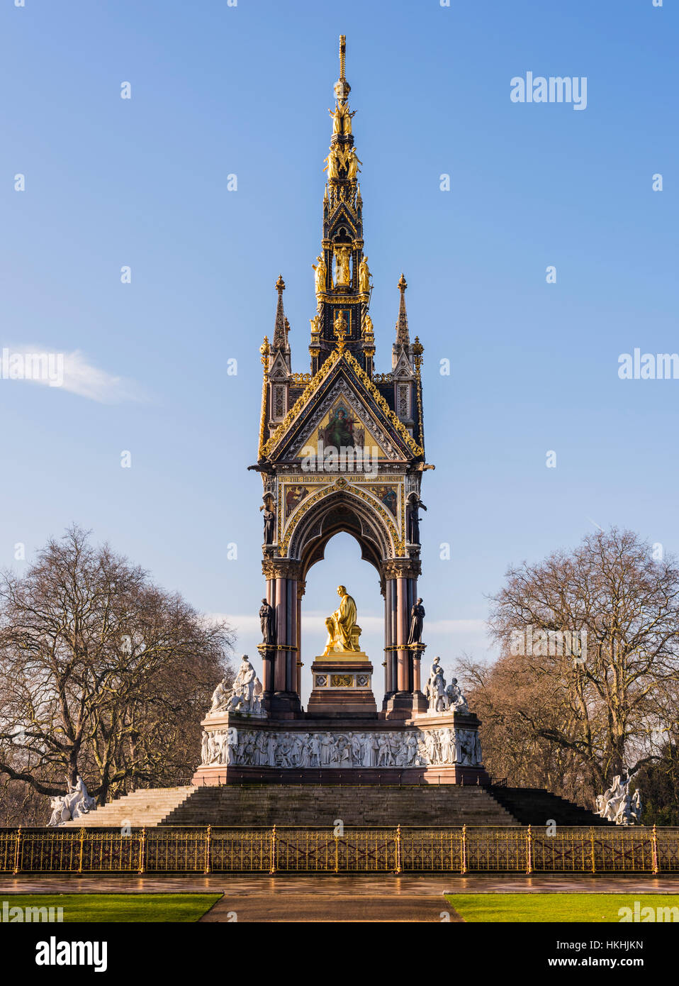 Wintersonne auf das Albert Memorial, Hyde Park, London, UK Stockfoto