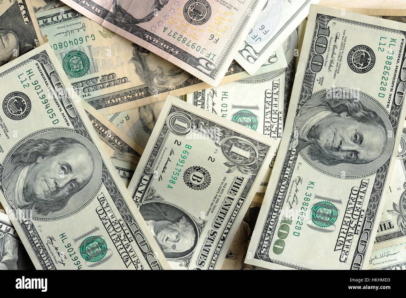 Andere Art Dollarscheine Papier Stockfoto