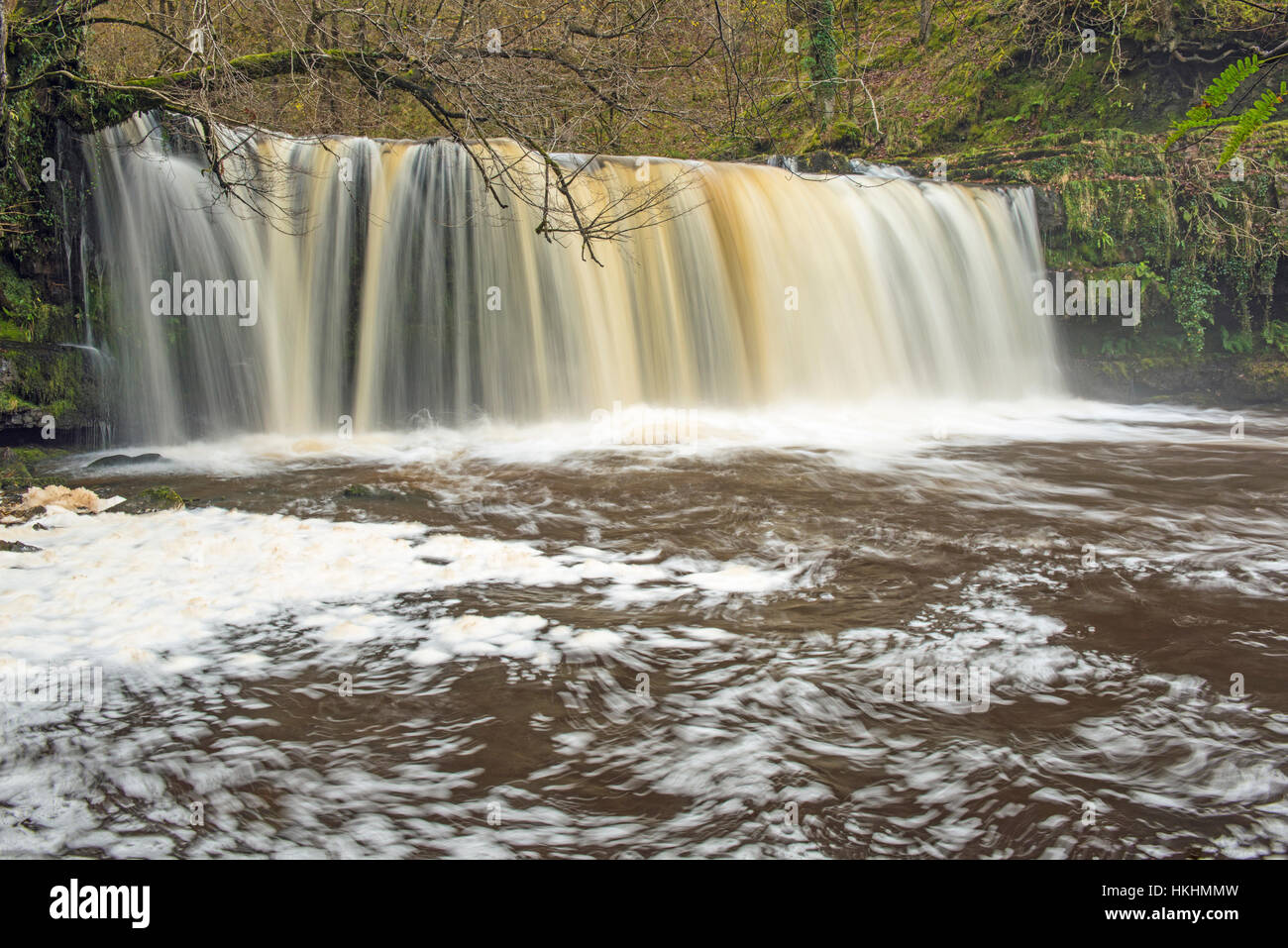 Obere Ddwli Wasserfälle Vale of Neath Südwales Stockfoto