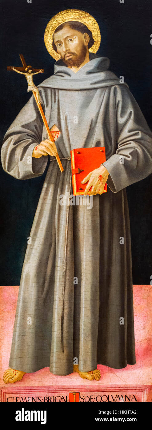 Franz von Assisi von Antoniazzo Romano (Antonio di Benedetto Aquilo), Tempera und Gold auf Holz, c.1480 Stockfoto