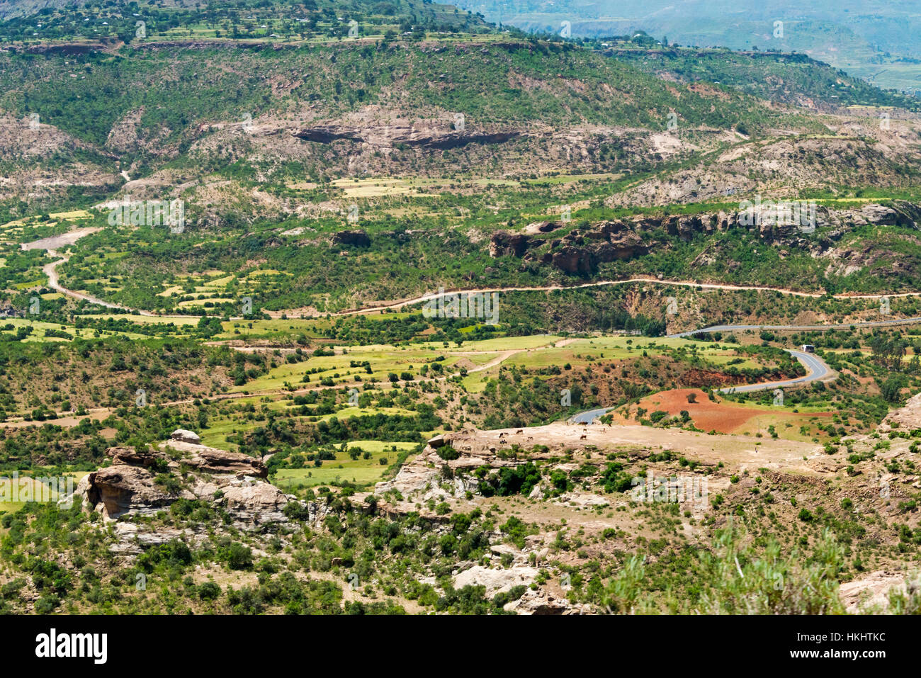 Ackerland in den Bergen, Tigray Region, Äthiopien Stockfoto