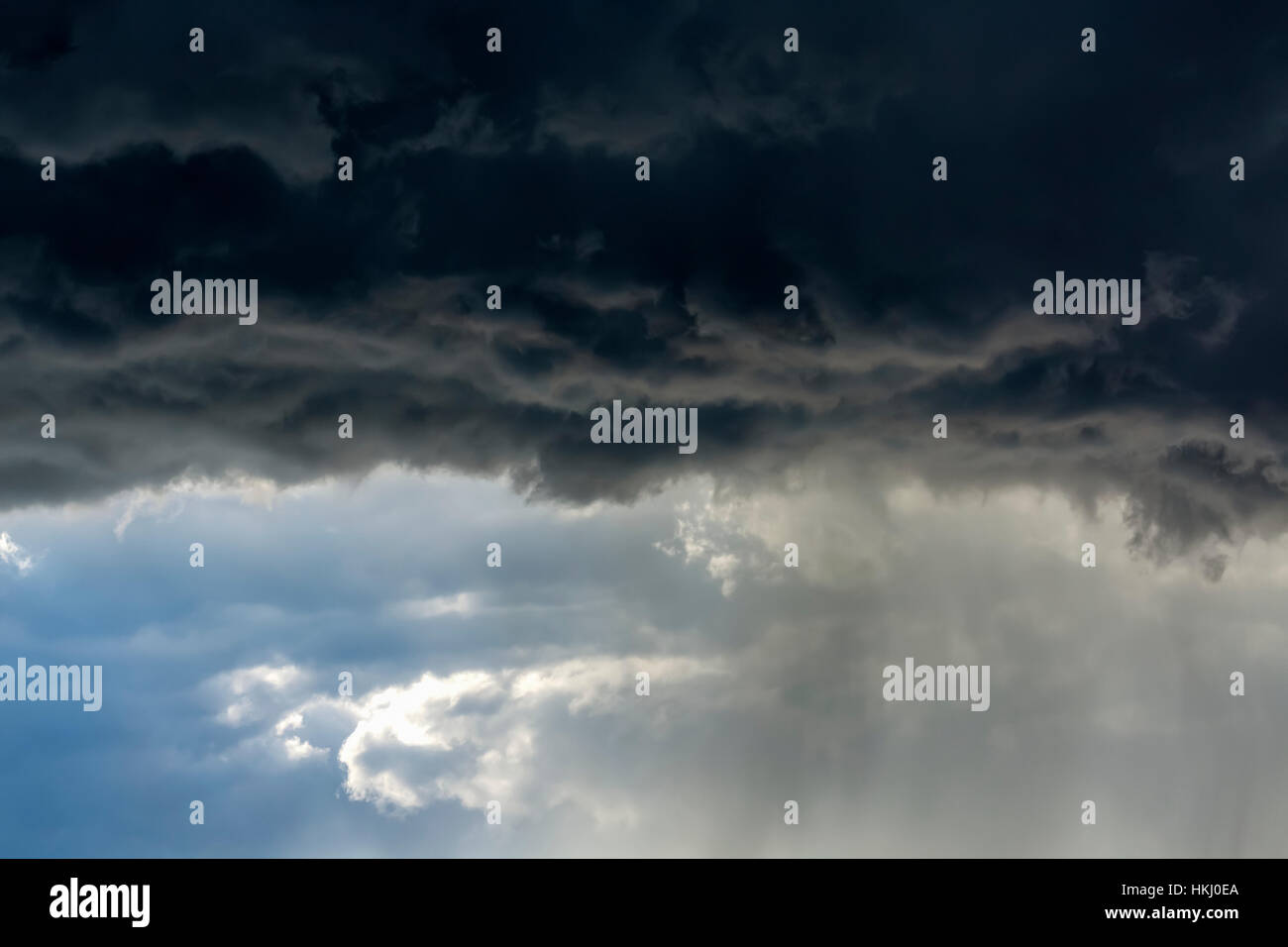 Dramatische dunkle Gewitterwolke Front mit Regen herab; Calgary, Alberta, Kanada Stockfoto