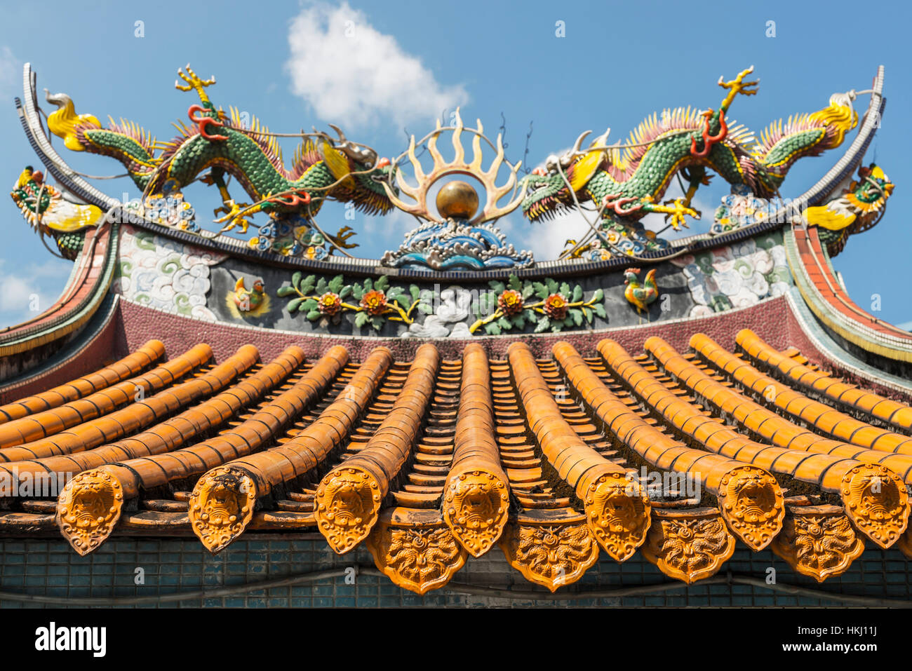 Dach des kleinen buddhistischen Tempel in Yilan County; Taiwan, China Stockfoto