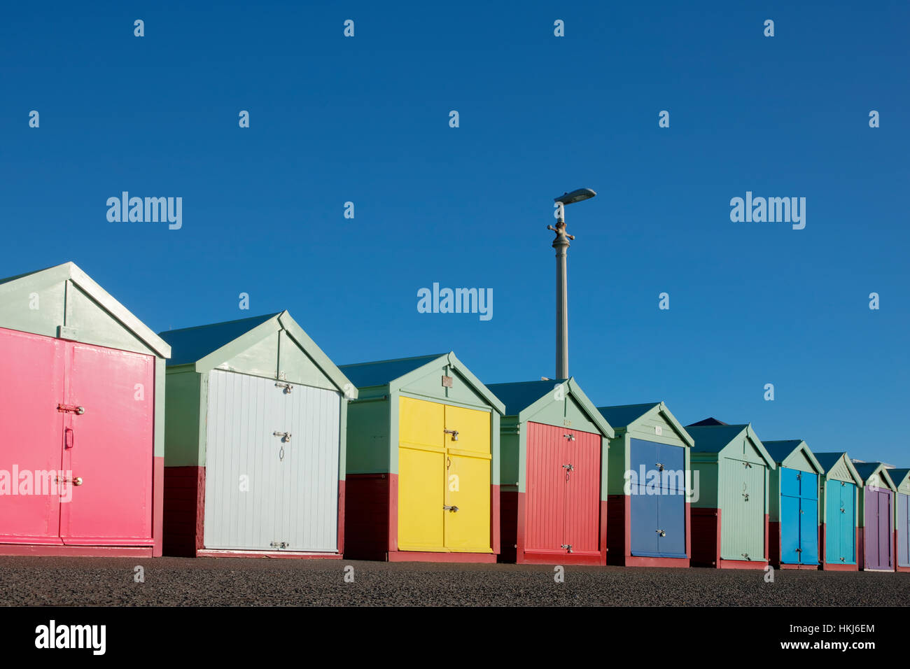 Strandhütten in Hove West Sussex UK Stockfoto