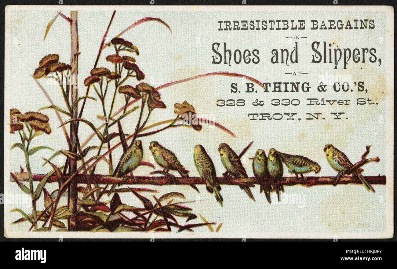 Unwiderstehlichen Schnäppchen Schuhe und Hausschuhe im S. B. Sache & Co., 8 & 0 Fluss St., Troy, N. Y. Stockfoto