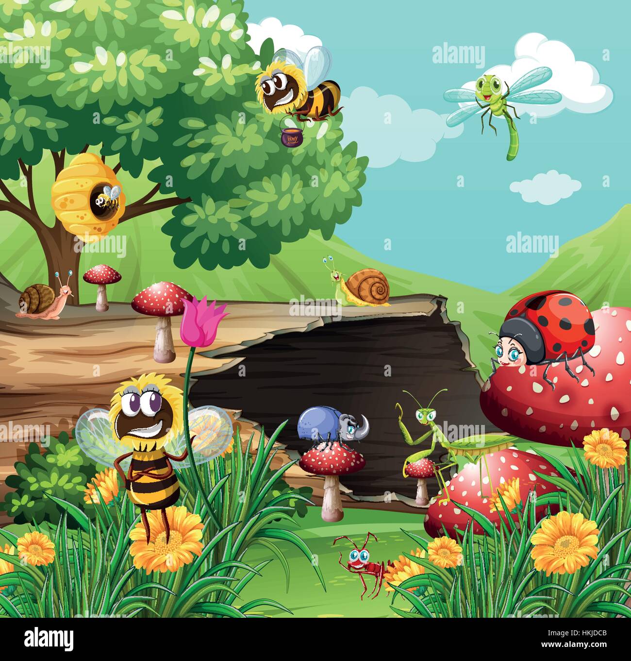 Viele Insekten in den Garten Abbildung Stockfoto