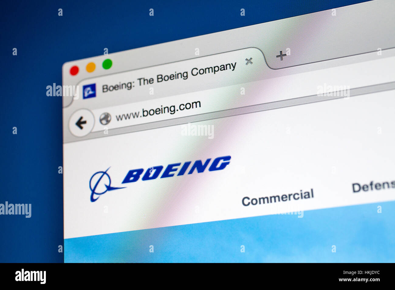 LONDON, UK - 22. Oktober 2015: Die Homepage der offiziellen Website, Boeing Company, am 22. Oktober 2015. Stockfoto