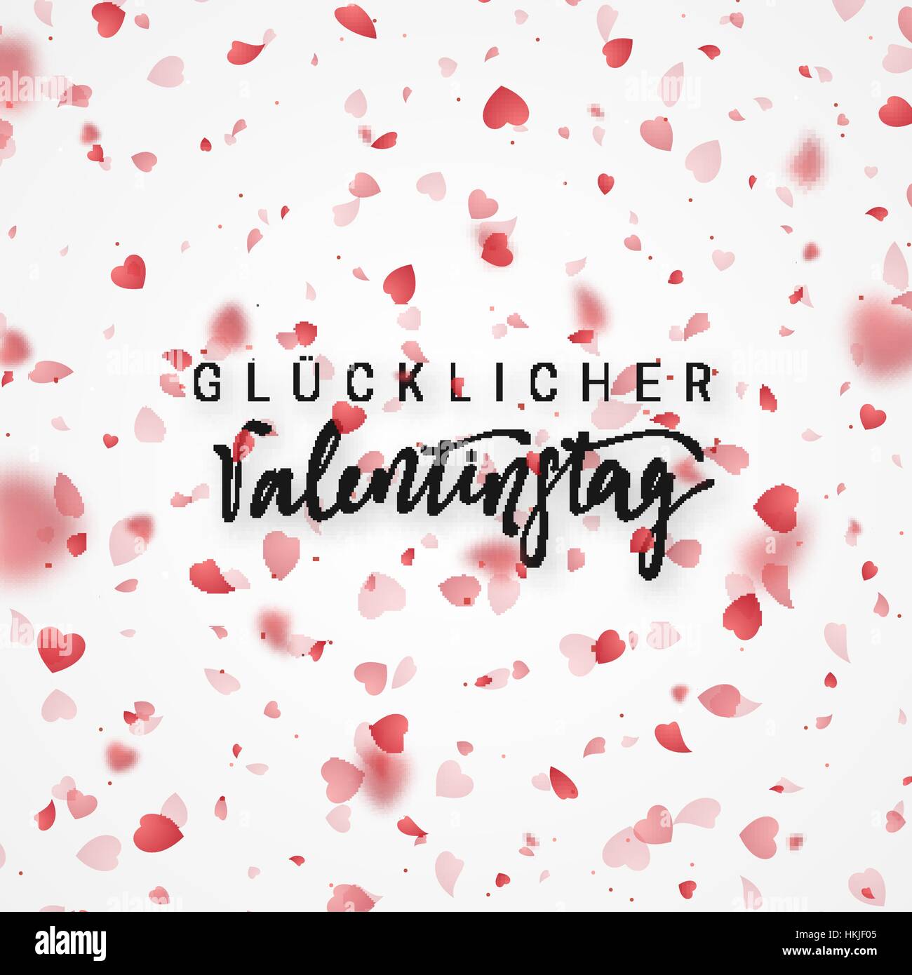 Happy Valentines Day Schriftzug deutsche Inschrift handgefertigt. Stock Vektor