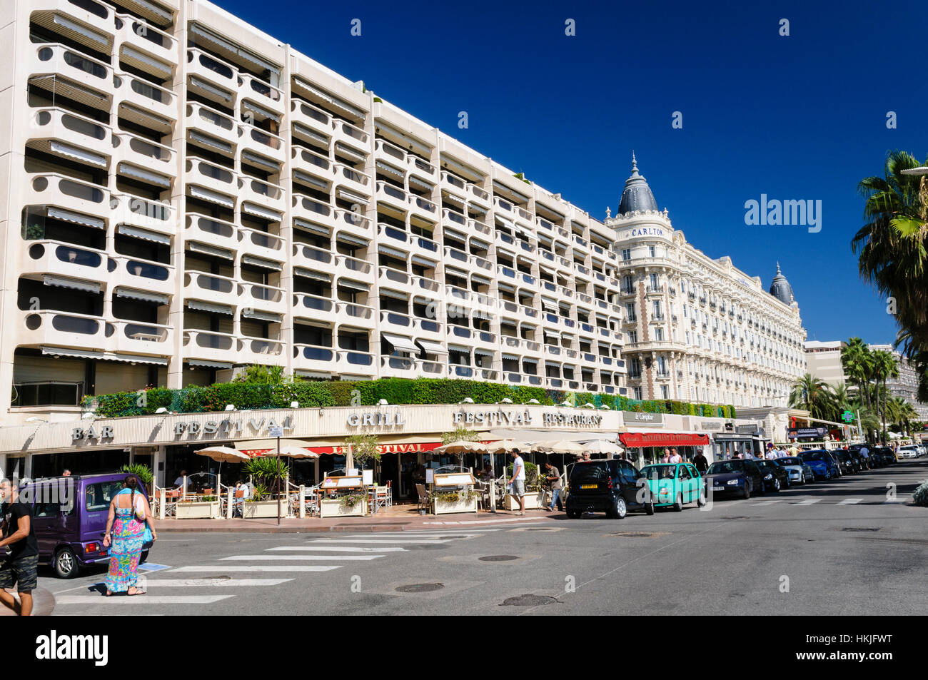 InterContinental Carlton Hotel in Cannes und Casino Stockfoto