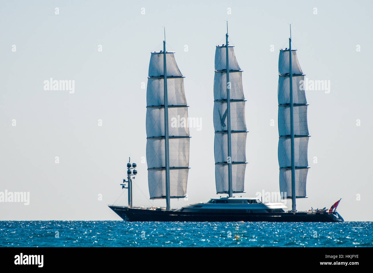 Die Maltese Falcon-Superyacht-Schoner mit drei Masten und von US Venture Capitalist 'Tom Perkins' gebaut.  Zweite größte Yacht der Welt. Stockfoto