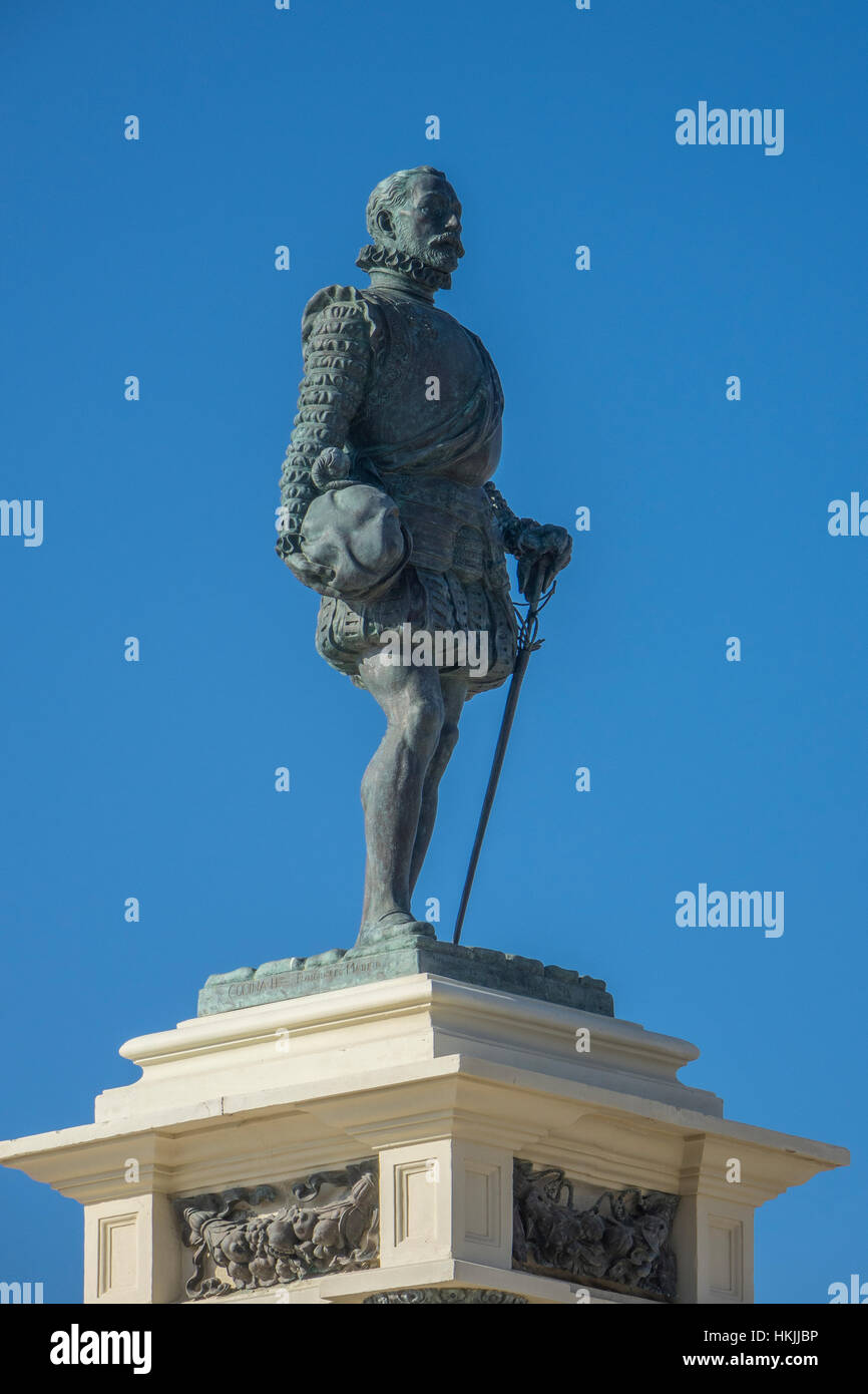 Kolumbien, Magdalena, Santa Marta, Rodrigo Bastidas statue Stockfoto