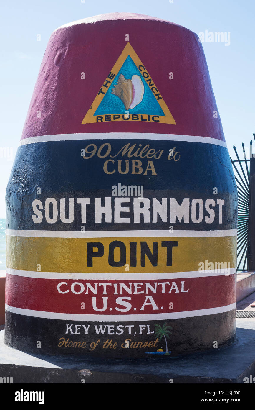 USA, Florida, Key West, Southernmost Point in Kontinental-USA Stockfoto