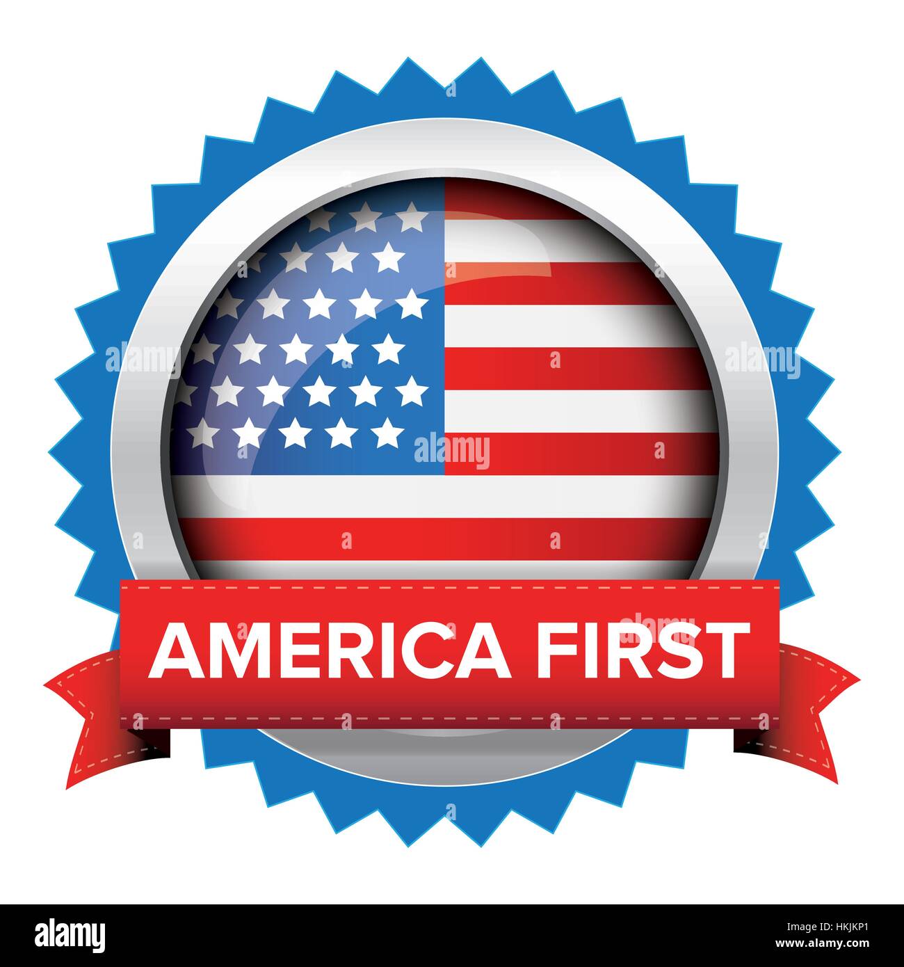 Amerika erste Abzeichen mit USA-Flagge Stock Vektor