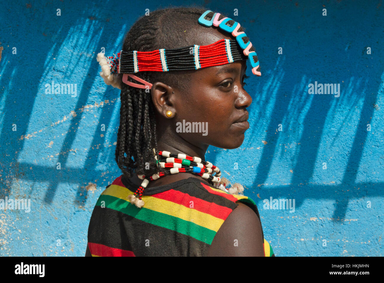 Ari Stamm Menschen in traditioneller Kleidung, Jinka, Süd-Omo, Äthiopien Stockfoto