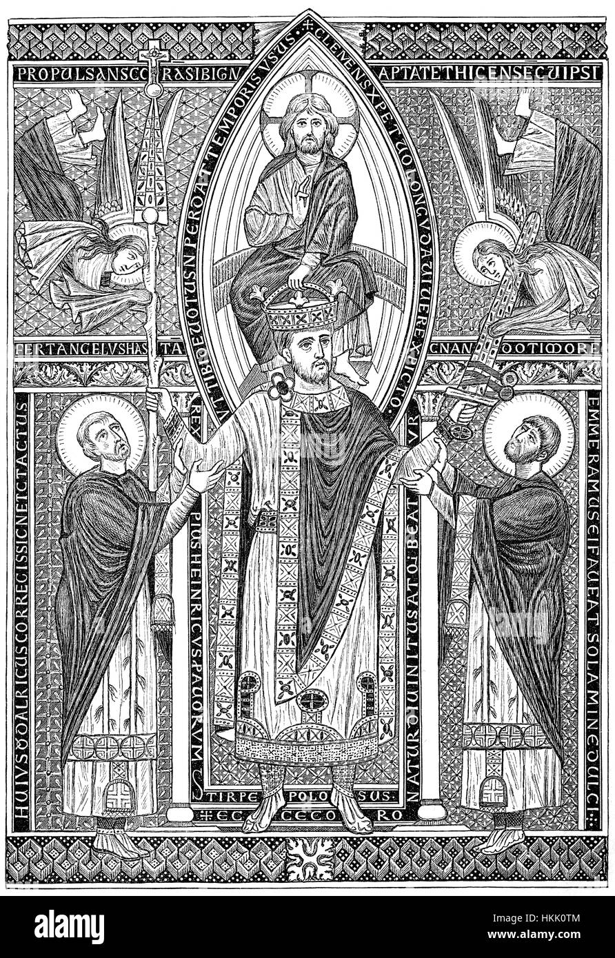 Krönung von Henry II., Kaiser des Heiligen Römischen Reiches, Regensburger Sakramentar Stockfoto