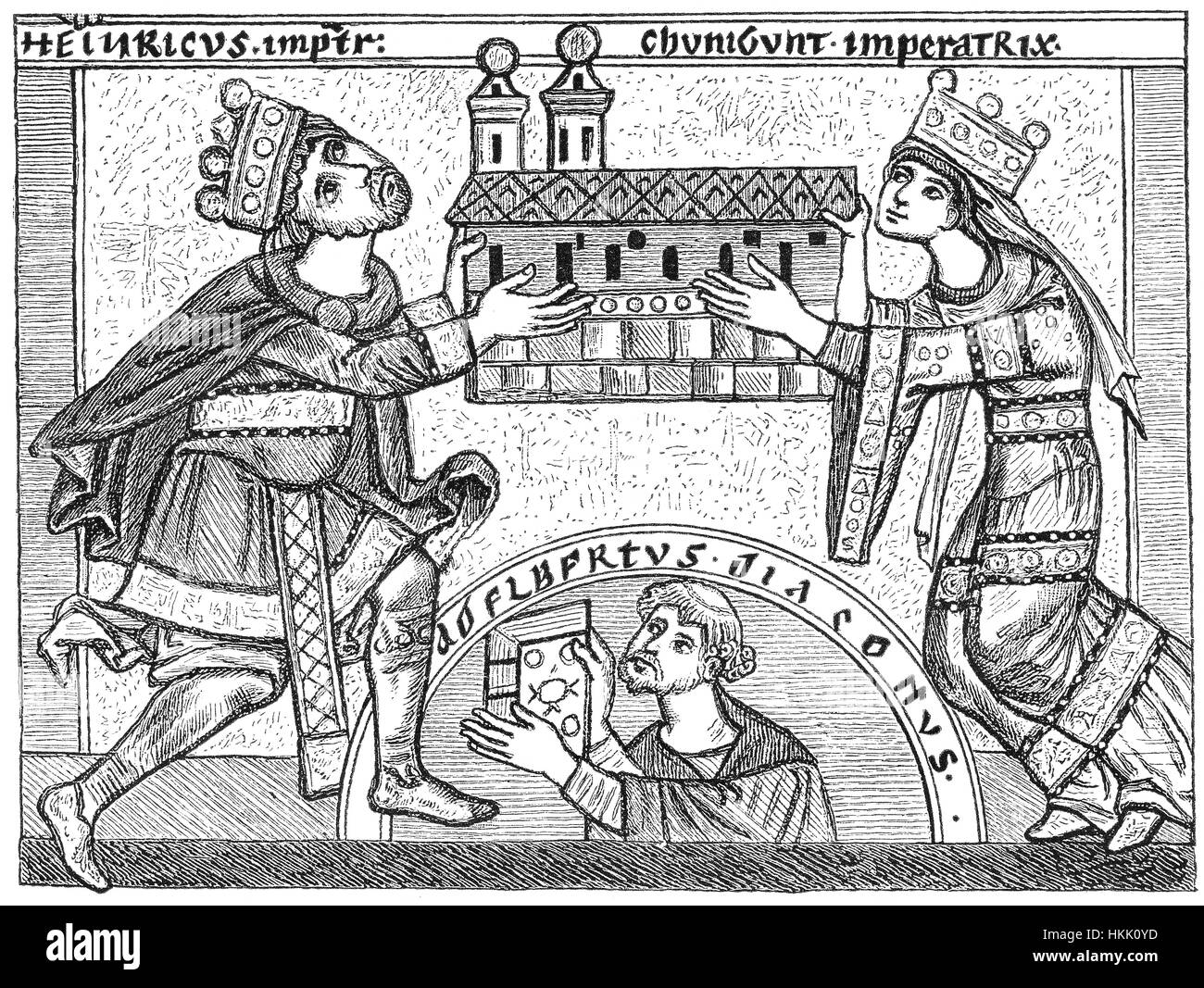 König Henry II und seine Frau Saint Cunigunde von Luxemburg Gründung der Bamberger Dom, Bamberg, Deutschland Stockfoto