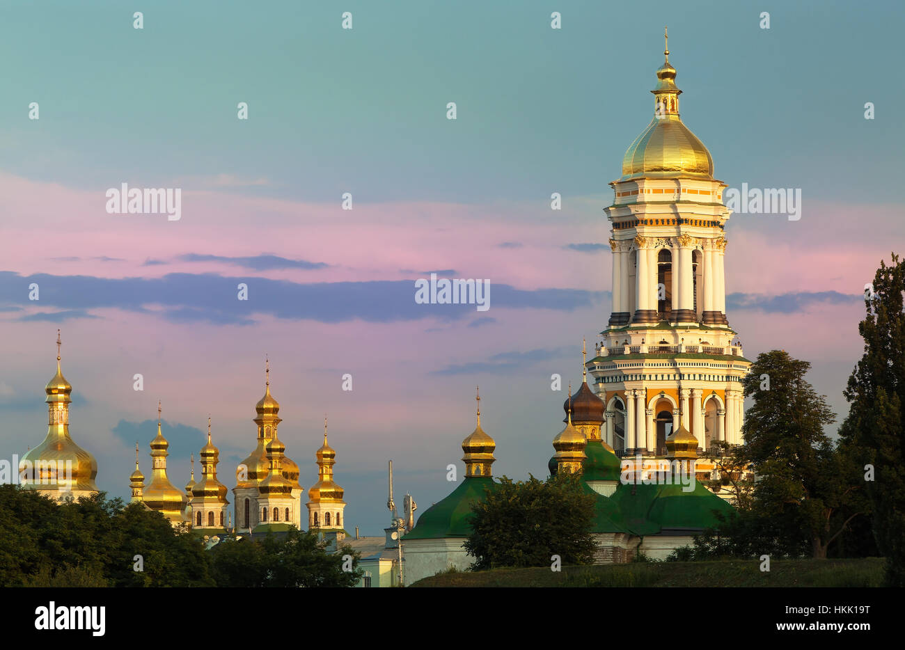 Blick auf Kiewer Höhlenkloster, das orthodoxe Kloster aufgenommen in die UNESCO-Welterbeliste, Kiew, Ukraine Stockfoto