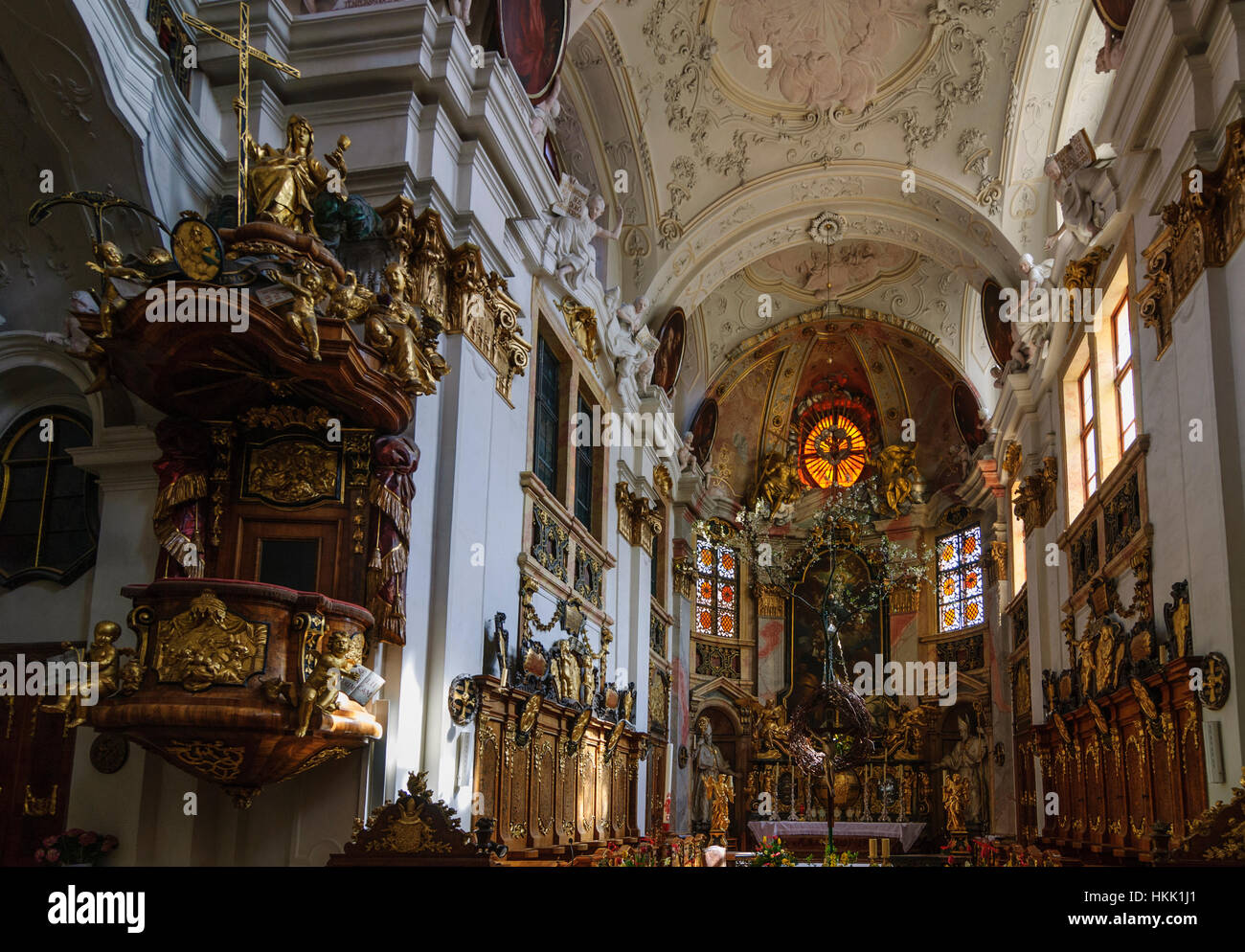 Dürnstein: ehemaliges Kloster, Kirche, Wachau, Niederösterreich, Niederösterreich, Österreich Stockfoto