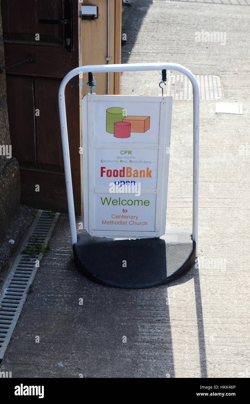 Camborne Food Bank, Cornwall. Stockfoto