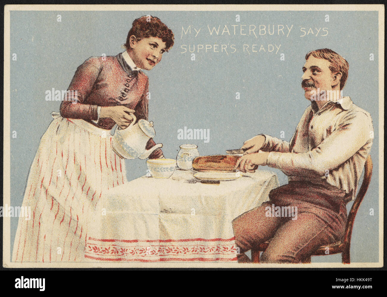 Mein Waterbury sagt das Abendessen bereit. Stockfoto
