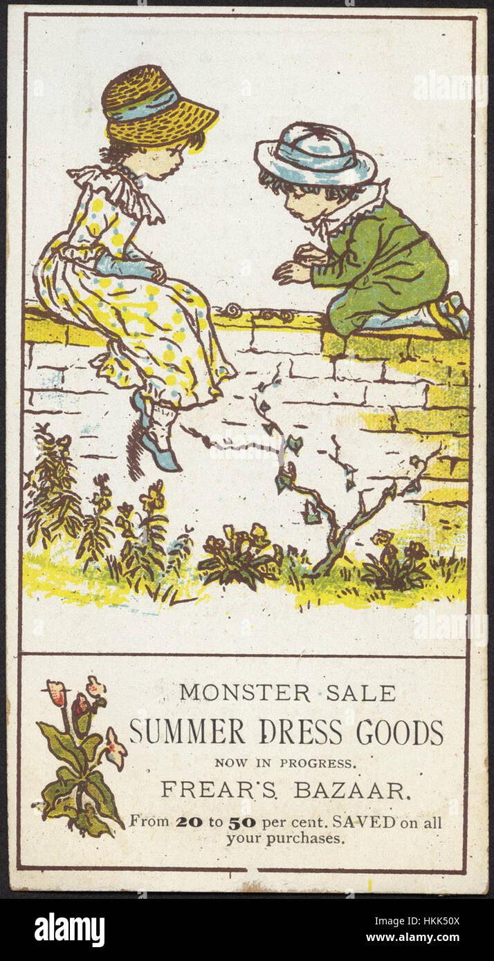 Monster-Verkauf, Sommer Kleid waren im Gange. Frear Basar. Von 0 auf 50 Prozent. Auf alle Ihre Einkäufe gespeichert. Stockfoto