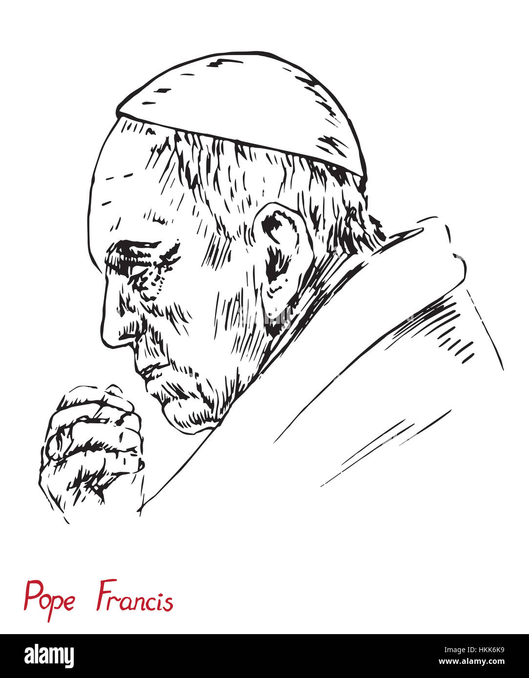 Papst Francis Bergoglio Papst Der Romisch Katholischen Kirche Gezeichnet Von Hand Illustration Einfache Linien Zeichnen Stockfotografie Alamy