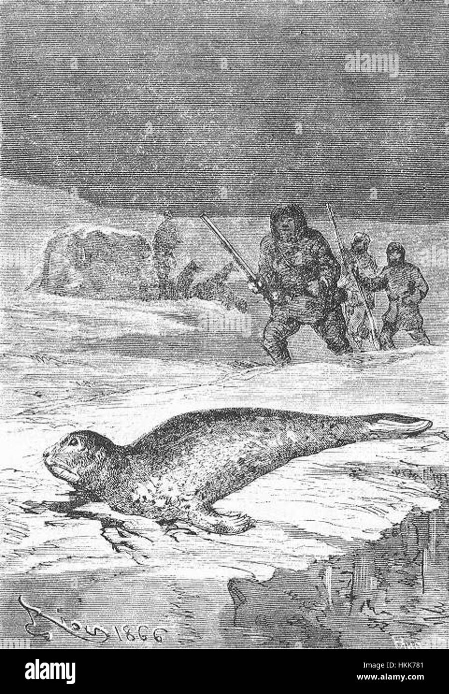 „The Field of Ice“ von Riou und Montaut ist ein eindrucksvolles Gemälde, das die raue, gefrorene Weite einer eisigen Landschaft einfängt. Das Kunstwerk ist bekannt für seine dramatische Darstellung der kalten Schönheit der Natur und beleuchtet die gefährlichen Bedingungen des eisbedeckten Geländes. Stockfoto