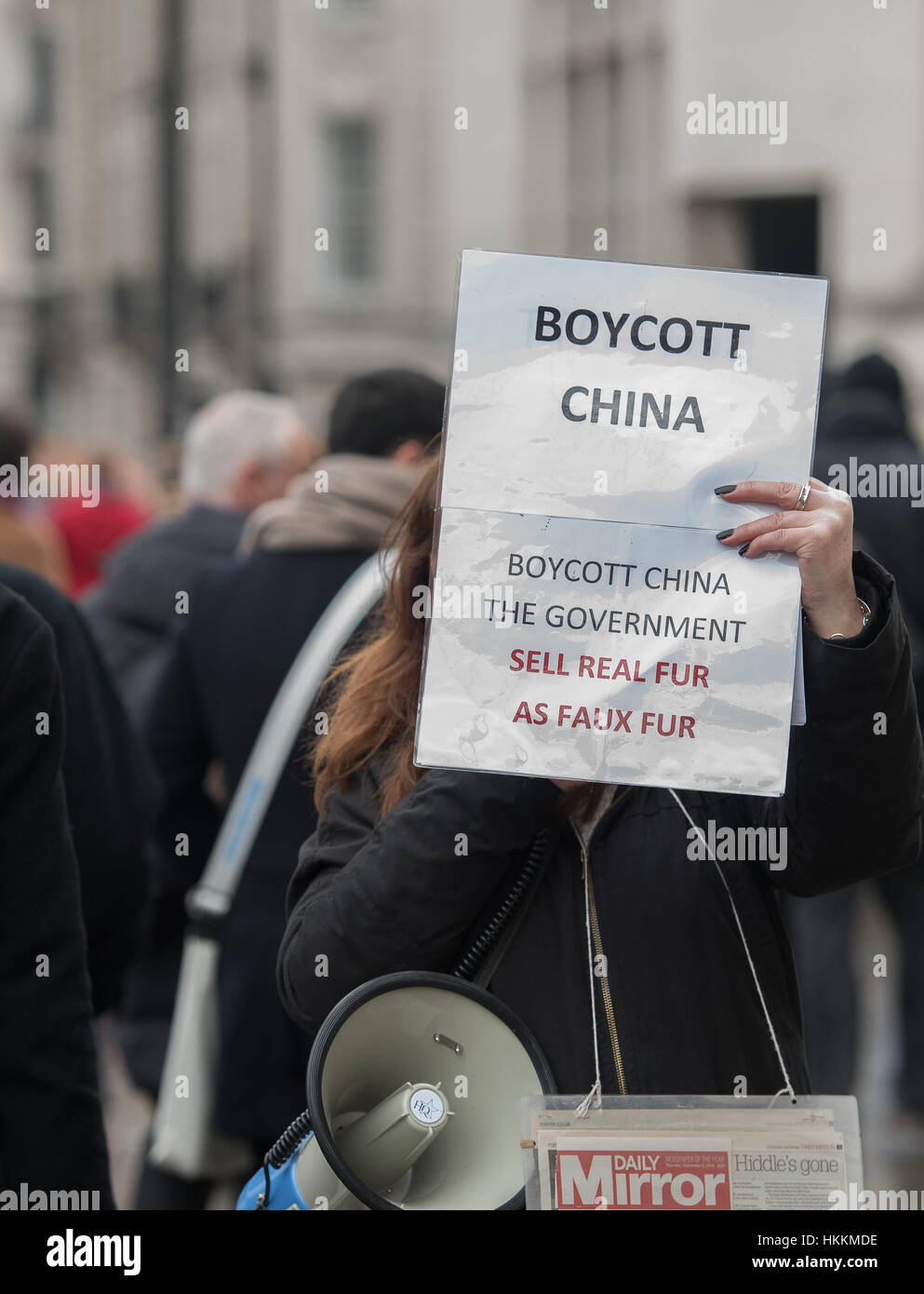 London, UK. 29. Januar 2017. Anti-China-Demonstranten am chinesischen Neujahrsfest London 2017 Credit: Ian Davidson/Alamy Live News Stockfoto