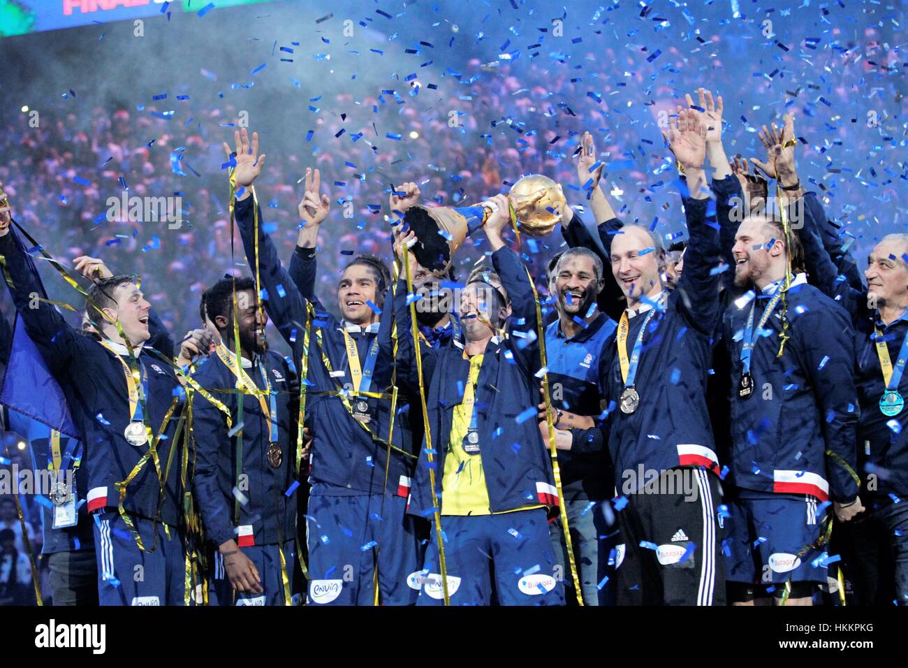 Paris, Frankreich. 29. Januar 2017. IHF World Handball-EM-Endrunde, Frankreich gegen Slowenien Team Frankreich Weltmeister. Bildnachweis: Laurent Lairys/Agence Locevaphotos/Alamy Live-Nachrichten Stockfoto