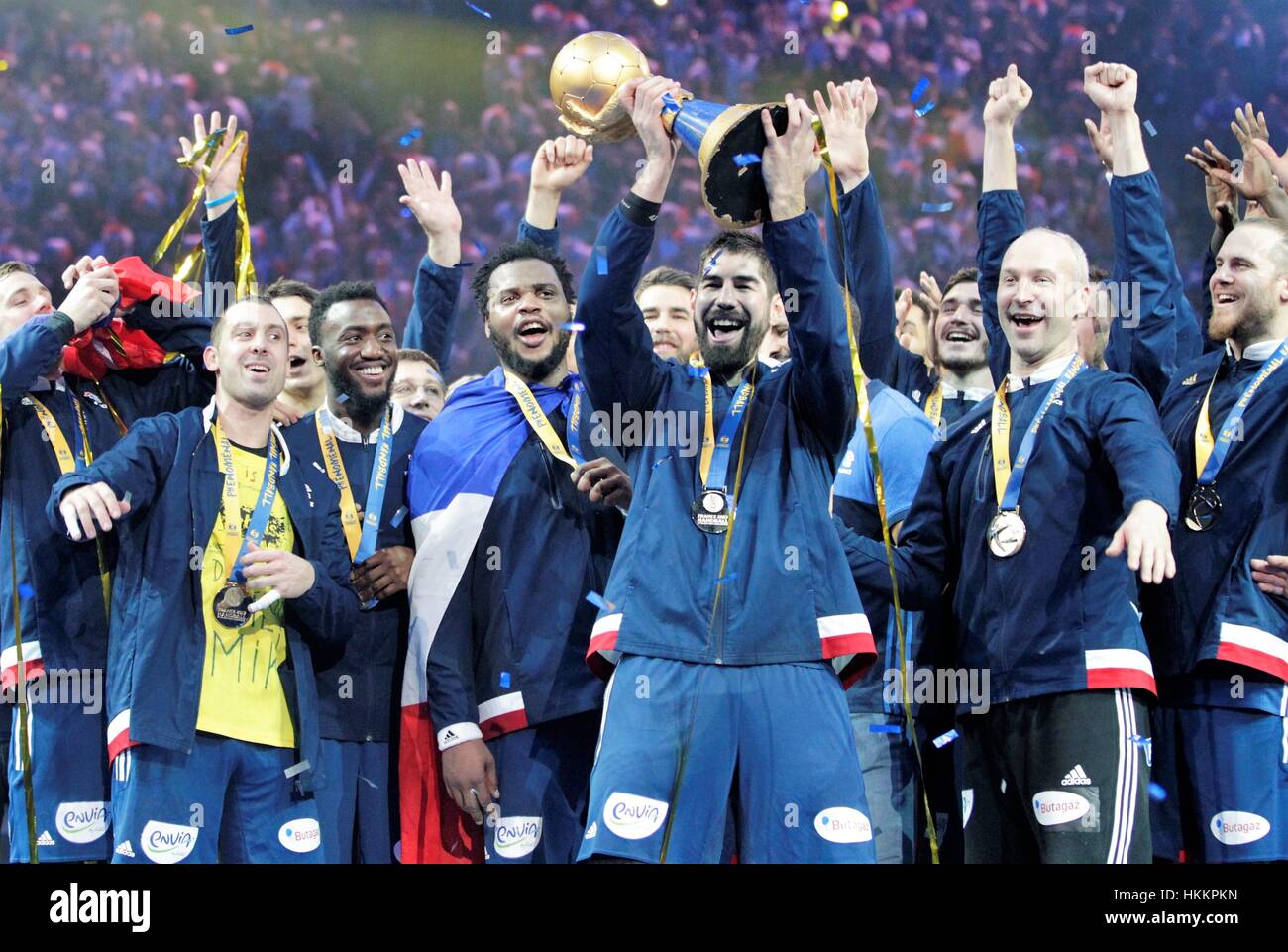 Paris, Frankreich. 29. Januar 2017. IHF World Handball-EM-Endrunde, Frankreich gegen Slowenien Team Frankreich Weltmeister. Bildnachweis: Laurent Lairys/Agence Locevaphotos/Alamy Live-Nachrichten Stockfoto