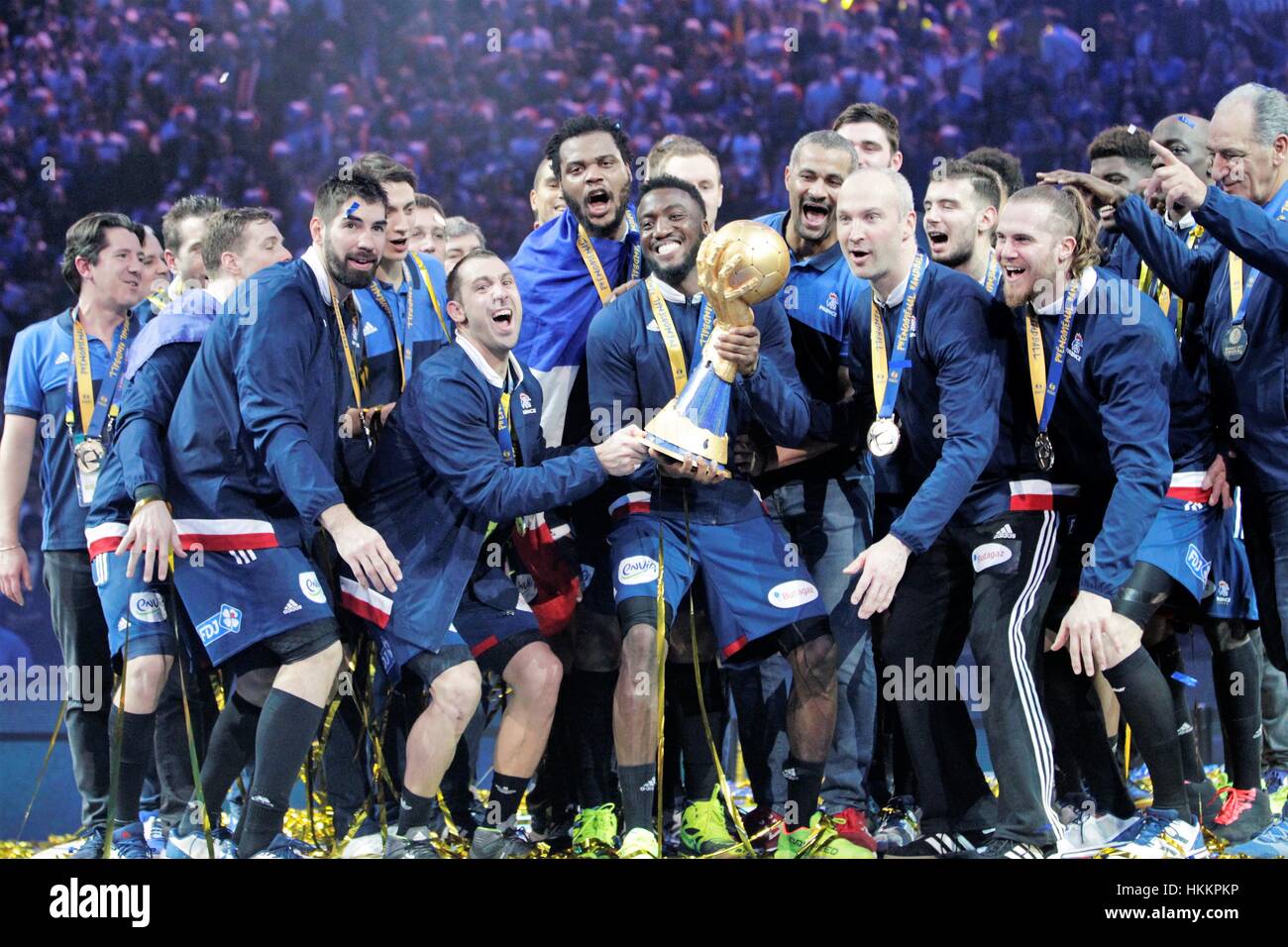 Paris, Frankreich. 29. Januar 2017. IHF World Handball-EM-Endrunde, Frankreich gegen Slowenien Team Frankreich Weltmeister. Bildnachweis: Laurent Lairys/Agence Locevaphotos/Alamy Live-Nachrichten Stockfoto